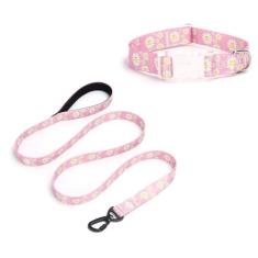 Pimaodog Coleiras para meninas com padrões de margaridas, conjunto de coleira e coleira fofa para cães fêmeas, coleiras ajustáveis macias e duráveis para gatos filhotes PP cães pequenos, médios e