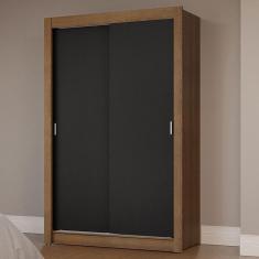 Guarda-Roupa Solteiro 2 Portas Correr Rustic/Preto