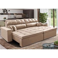 Sofá Retrátil e Reclinável 2,52m Luxos Cama inBox Velusoft Bege
