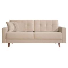 Sofá 3 Lugares Acqua Veludo Bege - Mobly
