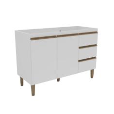 Balcão de Cozinha Margarida sem Tampo 2 PT 3 GV Branco