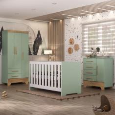 Quarto de Bebê com Guarda Roupa 3 Porta 2 Gavetas Cômoda 4 Gavetas 1 P