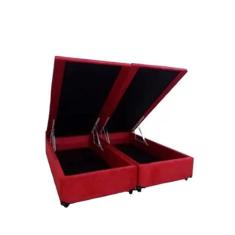 Cama Box Baú Casal Bipartido Suede Vermelho