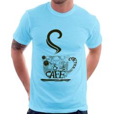 Camiseta Café Coffee - Foca na Moda, Azul bebê, GG