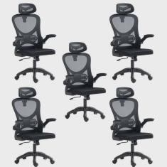 Kit 5 Cadeiras para Escritório Presidente Office Columbus com Tela Mesh