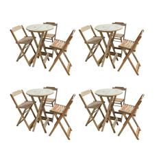 Kit 4 Jogos De Banqueta Bistrô Dobrável Bistrô Dobrável Madeira Maciça Assento Madeira Coral Preguiçosa
