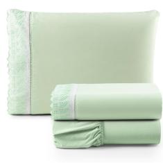 Jogo De Lençol Lese Percal 180 Fios Solteiro 3 Peças Barato - Verde