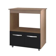 Balcão Multiuso Para Cozinha Angela 2 Portas Cor:savana Preto