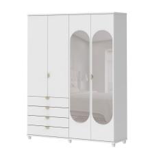 Guarda-Roupa Casal com Espelho Look 4 Portas 4 Gavetas Branco