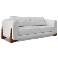 Sofá Living 2 Lugares 1,80m Lottus Linho Pés Castanho - Pallazio, Cinz