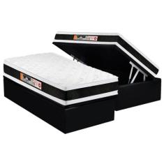 Cama Box Baú Solteiro: Colchão Espuma Castor D45 Black e White Air Dou
