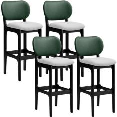 Kit 4 Banquetas Alta Bar Cozinha Sala Jantar Betta L02 Preto Facto Ver