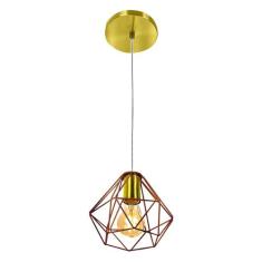 Pendente Diamante Aramado Cobre com Dourado Esplêndido - MARRYLUZ