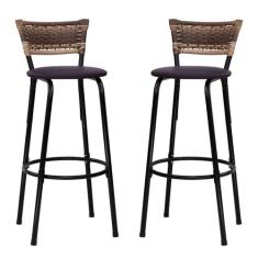 Conjunto 2 banquetas Para Bancada Alta Cozinha Encosto Balcão American