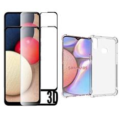 Capinha Celular Silicone Compatível Samsung A10s + 2 Películas Vidro 3D Cobre Toda Tela