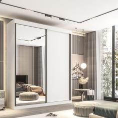 Guarda Roupa Casal 2 Portas de Correr 3 Gavetas Búzios Branco