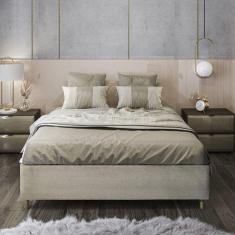 Base Box King 193x203x25cm Desmontável Versátil Móveis Digital Suede Areia