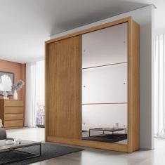 Guarda Roupa Solteiro com Espelho 2 Portas 3 Gavetas Toronto Novo Horizonte Cumaru