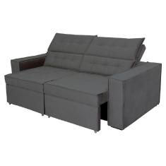 Sofá Austrália 2,50m 4 Lugares Retrátil E Reclinável D35 - Cinza