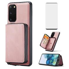 Capa de telefone para Samsung Galaxy S20 5G 6,2 polegadas capa carteira com protetor de tela de vidro temperado e compartimento para cartão de crédito com zíper suporte acessórios de celular de couro