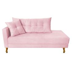Recamier Azura 140cm Com Almofada Lado Direito Cor Rosa Bebê