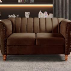 Namoradeira Realeza Sofá Chesterfield Decoração Sala Recepção Estilo Retrô Marrom