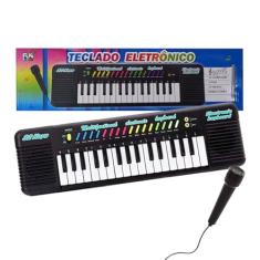 Piano Teclado Musical Infantil Microfone Karaoke 32 teclas Brinquedo Educativo