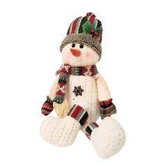 Boneco de Neve Decorativo Sentado 58cm Pelúcia Felpuda Cachecol Crochê - E Christmas