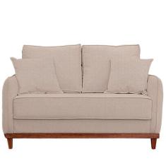 Sofa Sena 3 Lugares Base de Madeira para Sala Hotel Linho Palha - Atel