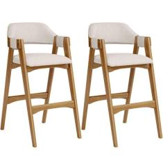 Kit 02 Banquetas Altas Para Cozinha Sala de Jantar Bar Suran L02 Linho