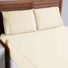 Lençol Queen 3 Peças Micro Percal 400 Fios Ponto Palito Acetinado Conf