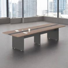 Mesa De Reunião 8 Lugares Com Faixa Bari Noce Preto