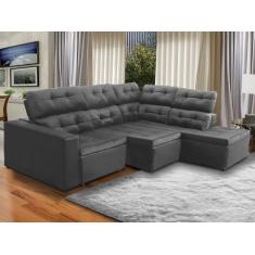 Sofá de Canto Chaise D 293 x 220 Cm Retrátil Reclinável Mola Bonnel D2