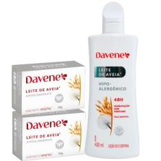 01UN Hidratante + 2UN Sabonete Leite De Aveia Hipoalergenico - Davene