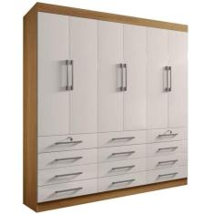 Guarda Roupa Casal 6 Portas 12 Gavetas Mônaco-cinamomo-off White Móveis D`doro