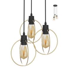 Pendente Circle 3x E27 Taschibra Preto/dourado