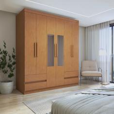 Guarda-roupa 6 Portas 4 Gavetas Zeus com Espelho