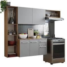 Armário de Cozinha Compacta 180cm Rustic/cinza Easy Madesa