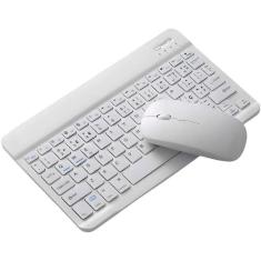 Teclado Sem Fio Bluetooth Recarregável Com Mouse - Branco