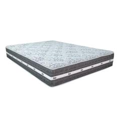 Cama Box Baú Cinza E Colchão Black Graphite Molas Ensacadas Casal 138x188x32