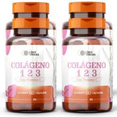 Colágeno Tipo 1,2 e 3 com Vitamina C- 60 cápsulas 1g - 4 potes - lider
