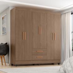 Guarda-roupa Casal 6 Portas 2 Gavetas Lite Carvalho