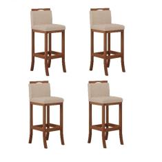 Conjunto 4 Banquetas Alta em Madeira Maciça Londres CCS Interiores Pinhão