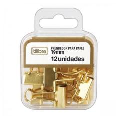 Prendedor De Papel Binder Clips 19mm Dourado 12Und Tilibra