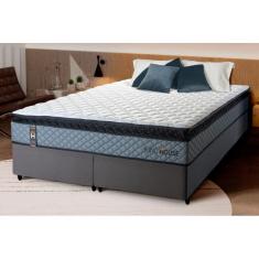 Conjunto Cama Box Espuma Chicago Cinza King 193x203x57