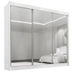 Guarda Roupa Dubai D Doro Casal Todo Espelhado 3 Portas 6 Gavetas Cor Branco