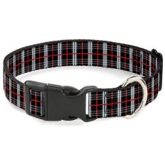 Coleira de cachorro com fivela em plástico preto/vermelho pa