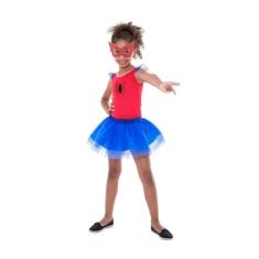 Fantasia Mulher Aranha Spider Girl Infantil C/ Mascara