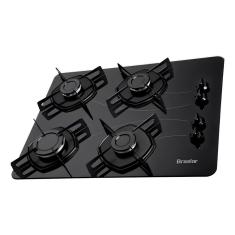 Cooktop 4 Bocas a Gás Braslar Pop com Mesa de Vidro Preto Bivolt