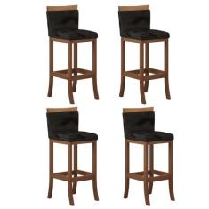 Conjunto 4 Banquetas Alta em Madeira Maciça Paris CCS - OR Design